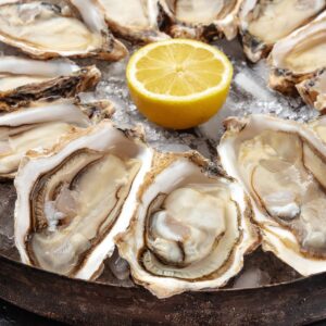 Fresh oysters on ice as vitamin B12 foods rich in minerals